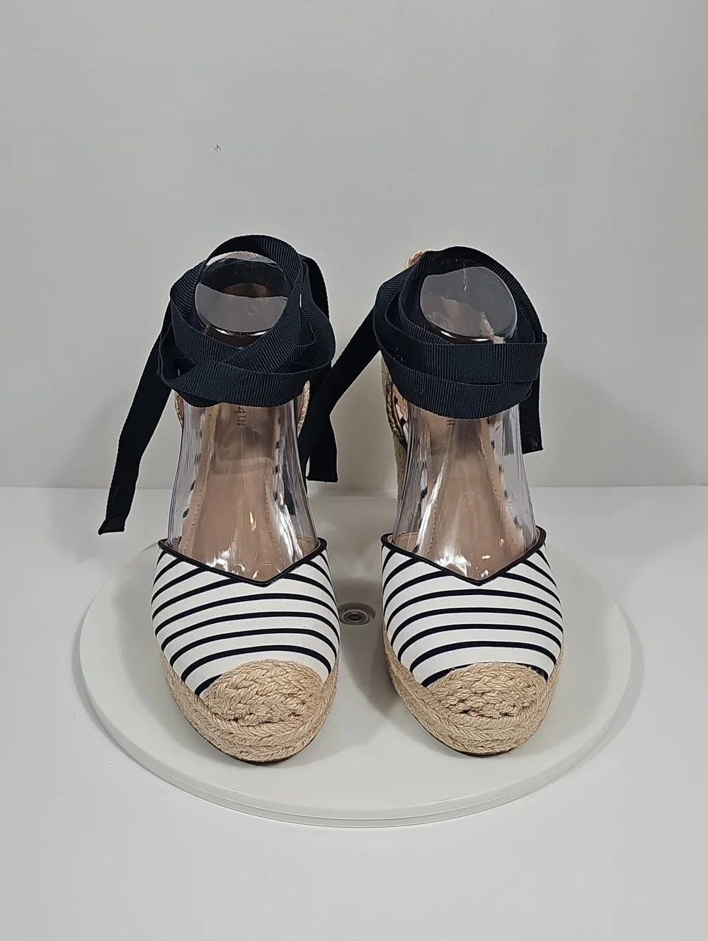 On 34th Melindaa Espadrille Wedge Stripe Lace Up Sandals 9.5 NIB Balletcore